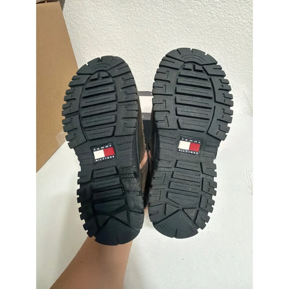 Tommy Hilfiger Boys Brown Fisherman Sandals Lug Sole Flag Logo Size 12M